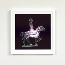 Load image into Gallery viewer, Cowboy on a horse pop art  photographic print framed in white by Natasha Heidler