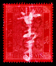 Load image into Gallery viewer, Heidler and Heeps Hong Kong Stamp Collection QV 3 Cents red historic art for your wall.