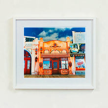 Load image into Gallery viewer, La Belle Femme in the Sun Atlantic City street photography by Richard Heeps framed in white