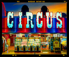 Load image into Gallery viewer, Prize Shop, Circus seaside arcade facade typography photograph by RIchard Heeps.
