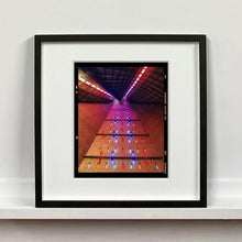 Load image into Gallery viewer, Black framed photograph by Richard Heeps. Stained glass windows on the interior of San Giovanni Bono Church, a concrete brutalist building in Milan by Italian architect Arrigo Arrighetti. 