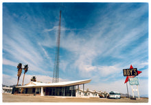 Load image into Gallery viewer, Roy's Motel Route 66 American road trip Googie architecture photograph by Richard Heeps.