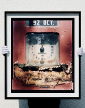 Load image into Gallery viewer, '92 Octane Petrol Pump' shows a vintage petrol pump, captured in a Wiblington, a Fenland village in the rural area near to Richard's home of Cambridge. This artwork is part of his autobiographical series, 'A View of the Fens from the Car with Wings', for which Richard has collected many petrol pumps.