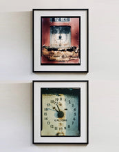 Load image into Gallery viewer, '92 Octane Petrol Pump' shows a vintage petrol pump, captured in a Wiblington, a Fenland village in the rural area near to Richard's home of Cambridge. This artwork is part of his autobiographical series, 'A View of the Fens from the Car with Wings', for which Richard has collected many petrol pumps.