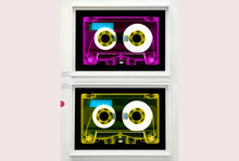 Load image into Gallery viewer, Tape Collection, 'AILA Tinted Yellow'. The Heidler &amp; Heeps collaborations are creative representations of Natasha Heidler and Richard Heeps’ personal past, and their personalities. Tapes are significant in both their lives and the work here is made from their own collections. Their unique process makes these artworks not inanimate objects, rather they have depth, texture, grit, and they even appear to move.