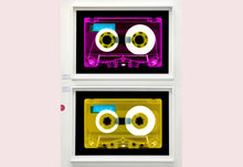 Load image into Gallery viewer, Tape Collection 'AILA Yellow'. The Heidler &amp; Heeps collaborations are creative representations of Natasha Heidler and Richard Heeps’ personal past, and their personalities. Tapes are significant in both their lives and the work here is made from their own collections. Their unique process makes these artworks not inanimate objects, rather they have depth, texture, grit, and they even appear to move.
