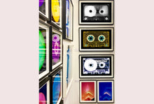 Load image into Gallery viewer, Tape Collection, 'All that Glitters is not Golden'. The Heidler &amp; Heeps collaborations are creative representations of Natasha Heidler and Richard Heeps’ personal past, and their personalities. Tapes are significant in both their lives and the work here is made from their own collections. Their unique process makes these artworks not inanimate objects, rather they have depth, texture, grit, and they even appear to move.