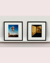 Load image into Gallery viewer, 'Door - Lariat Motel' is a cinematic scene showing a doorway in the glowing evening light, with the setting sun casting shadows across the architecture. Richard Heeps photographed this artwork in Fallon, Nevada whilst on an American road trip. This artwork is part of Richard's 'Dream in Colour' series. 