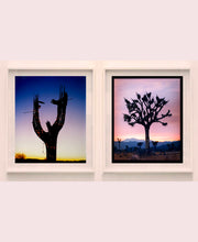 Load image into Gallery viewer, This artwork shows an almost silhouette of The Joshua Tree in the rural landscape of the Mojave Desert, southeastern California and southern Nevada. Captured at dusk as part of Richard Heeps’ 'Dream in Colour' series.
