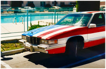 Load image into Gallery viewer, An American car parked up by the swimming pool outside the Algiers Hotel in Las Vegas. Photography by Richard Heeps, part of his 'Dream in Colour' series.
