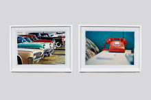 Load image into Gallery viewer, 'Telephone VI, Ballantines Movie Colony' is part of Richard Heeps' 'Dream in Colour' series. This cool Palm Springs interior artwork features a vintage telephone on a nightstand, combining gorgeous colours with a nostalgic mid-century feel.