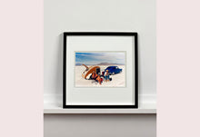 Load image into Gallery viewer, 'Christine's '52 Henry J &amp; teardrop' was captured in Bonneville Salt Flats, Utah, the iconic home of speed. This photograph shows the mountains in the distance meeting and contrasting with the flatness of the salt pan, whilst a pair of retro spectators look out at the speeding cars in the distance.