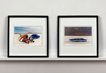 Load image into Gallery viewer, 'Christine's '52 Henry J &amp; teardrop' was captured in Bonneville Salt Flats, Utah, the iconic home of speed. This photograph shows the mountains in the distance meeting and contrasting with the flatness of the salt pan, whilst a pair of retro spectators look out at the speeding cars in the distance.