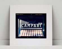 Load image into Gallery viewer, Cordial Campari, photographed as part of Richard Heeps’ series 'A Short History of Milan’ features beautiful and bold typography above the striped awning of a fascist building. 