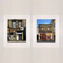 Load image into Gallery viewer, East London brick building architecture street photography by Richard Heeps framed in white.