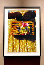 Load image into Gallery viewer, This stylish artwork, 'Floral Wicker Bag' taken at the glamorous retro event Goodwood Revival in Chichester, perfectly captures feminine sophistication with a vintage vibe.