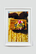 Load image into Gallery viewer, This stylish artwork, 'Floral Wicker Bag' taken at the glamorous retro event Goodwood Revival in Chichester, perfectly captures feminine sophistication with a vintage vibe.