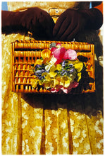 Load image into Gallery viewer, This stylish artwork, 'Floral Wicker Bag' taken at the glamorous retro event Goodwood Revival in Chichester, perfectly captures feminine sophistication with a vintage vibe.