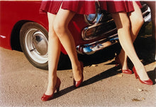 Load image into Gallery viewer, 'Glamour Cabs', photographed by Richard Heeps at the glamorous retro event Goodwood Revival. It perfectly captures elegant feminine sophistication with a vintage vibe, a nod to the film Carry on Cabbie. This artwork featured in Richard Heeps' 2018-2019 exhibition WEMEN, at Nhow Hotel Milan.