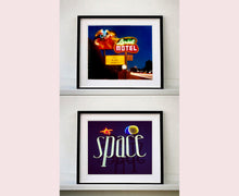 Load image into Gallery viewer, 'Lariat Motel II' is a classic Richard Heeps Americana 'Sign Porn' artwork. It was captured in its original site in Fallon, Nevada. The owners since sold the Lariat Motel and donated the 1950's sign with original neon tubing to the Churchill Arts Council. This photograph forms part of Richard Heeps' 'Dream in Colour' series.