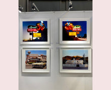 Load image into Gallery viewer, 'Lariat Motel II' is a classic Richard Heeps Americana 'Sign Porn' artwork. It was captured in its original site in Fallon, Nevada. The owners since sold the Lariat Motel and donated the 1950's sign with original neon tubing to the Churchill Arts Council. This photograph forms part of Richard Heeps' 'Dream in Colour' series.