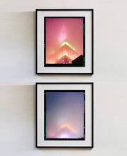 Load image into Gallery viewer, 'NOMAD III (Film Rebate)', New York. Richard Heeps has photographed the iconic Empire State building in the mist. The NOMAD sequence of photographs capture the art deco architecture illuminated by changing colours, and is part of Richard's street photography portfolio which depict the colour, fabric and structure of cities with distinct style. This 6x7 format edition is bordered by the Kodak film rebate.