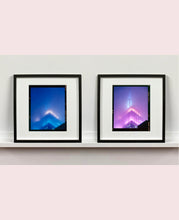 Load image into Gallery viewer, 'NOMAD VIII (Film Rebate)', New York. Richard Heeps has photographed the iconic Empire State building in the mist. The NOMAD sequence of photographs capture the art deco architecture illuminated by changing colours, and is part of Richard's street photography portfolio which depict the colour, fabric and structure of cities with distinct style. This 6x7 format edition is bordered by the Kodak film rebate. 