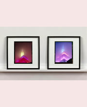 Load image into Gallery viewer, NOMAD VII (Film Rebate), New York, photography by Richard Heeps capturing the iconic Empire State building in the mist. Part of a sequence of photographs capturing the art deco architecture illuminated in changing colours. This 6x7 format edition is bordered by the Kodak film rebate. This artwork is part of Richard's portfolio of street photography he is building up which depict the colour, fabric and structure of cities with distinct style