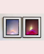 Load image into Gallery viewer, 'NOMAD VI (Film Rebate)', New York. Richard Heeps has photographed the iconic Empire State building in the mist. The NOMAD sequence of photographs capture the art deco architecture illuminated by changing colours, and is part of Richard's street photography portfolio which depict the colour, fabric and structure of cities with distinct style. This 6x7 format edition is bordered by the Kodak film rebate. 