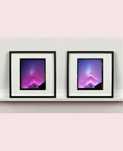 Load image into Gallery viewer, 'NOMAD V (Film Rebate)', New York. Richard Heeps has photographed the iconic Empire State building in the mist. The NOMAD sequence of photographs capture the art deco architecture illuminated by changing colours, and is part of Richard's street photography portfolio which depict the colour, fabric and structure of cities with distinct style. This 6x7 format edition is bordered by the Kodak film rebate. 