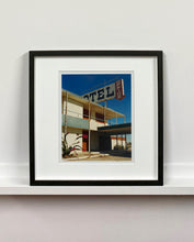Load image into Gallery viewer, 'North Shore Motel Office II' from Richard Heeps' 'Salton Sea' series. This artwork shows a deep blue sky over this Californian classic mid-century modern Americana Motel exterior. This photograph was captured by Richard Heeps in 2003 but only executed in his darkroom for the first time in Spring 2020.