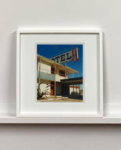 Load image into Gallery viewer, 'North Shore Motel Office II' from Richard Heeps' 'Salton Sea' series. This artwork shows a deep blue sky over this Californian classic mid-century modern Americana Motel exterior. This photograph was captured by Richard Heeps in 2003 but only executed in his darkroom for the first time in Spring 2020.