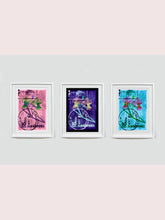Load image into Gallery viewer, Singapore Stamp Collection '30 Cents Singapore Orchid Pink'. These historic postage stamps that make up the Heidler &amp; Heeps Stamp Collection, Singapore Series 'Postcards from Afar' have been given a twenty-first century pop art lease of life. The fine detailed tapestry of the original small postage stamp has been brought to life, made unique by the franking stamp and Heidler &amp; Heeps specialist darkroom process.