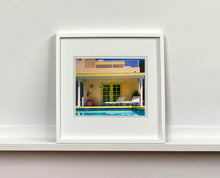Load image into Gallery viewer, Palm Springs Pool Side II showcases classic mid-century Palm Springs California architecture. Cool blue skies and pool with accents of pink and almost neon yellow. From Richard Heeps Dream in Colour series.
