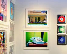 Load image into Gallery viewer, Palm Springs Pool Side II showcases classic mid-century Palm Springs California architecture. Cool blue skies and pool with accents of pink and almost neon yellow. From Richard Heeps Dream in Colour series.