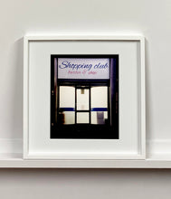 Load image into Gallery viewer, Shopping Club shows typography on a frosted glass window in Milan, Italy. 