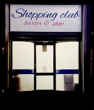 Load image into Gallery viewer, Shopping Club shows typography on a frosted glass window in Milan, Italy. 