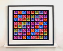 Load image into Gallery viewer, Singapore Stamp Collection 'Singapore Ship Sequence (8x8)'. These historic postage stamps that make up the Heidler &amp; Heeps Stamp Collection, Singapore Series 'Postcards from Afar' have been given a twenty-first century pop art lease of life. The fine detailed tapestry of the original small postage stamp has been brought to life, made unique by the franking stamp and Heidler &amp; Heeps specialist darkroom process.
