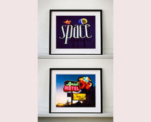 Load image into Gallery viewer, 'Lariat Motel' is a classic Richard Heeps Americana 'Sign Porn' artwork. It was captured in its original site in Fallon, Nevada. The owners since sold the Lariat Motel and donated the 1950's sign with original neon tubing to the Churchill Arts Council. This photograph forms part of Richard Heeps' 'Dream in Colour' series.