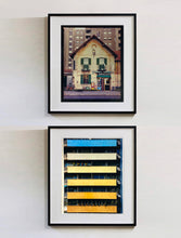 Load image into Gallery viewer, 'Rainbow Apartments' captures Italian design and architecture, showing a multi-coloured nineteen-sixties block of flats. This artwork is part of Richard Heeps' series 'A Short History of Milan' which began in November 2018 for a special project featuring at the Affordable Art Fair Milan 2019, and the series is ongoing. There is a reoccurring linear, structural theme throughout the series, capturing the Milanese use of materials in design such as glass, metal, wood and stone. 