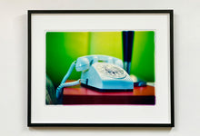 Load image into Gallery viewer, 'Telephone III, Ballantines Movie Colony' is part of Richard Heeps' 'Dream in Colour' series. This cool Palm Springs interior artwork features a vintage telephone on a nightstand, combining gorgeous colours with a nostalgic mid-century feel.