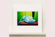 Load image into Gallery viewer, 'Telephone III, Ballantines Movie Colony' is part of Richard Heeps' 'Dream in Colour' series. This cool Palm Springs interior artwork features a vintage telephone on a nightstand, combining gorgeous colours with a nostalgic mid-century feel.