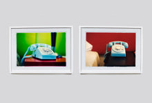 Load image into Gallery viewer, 'Telephone III, Ballantines Movie Colony' is part of Richard Heeps' 'Dream in Colour' series. This cool Palm Springs interior artwork features a vintage telephone on a nightstand, combining gorgeous colours with a nostalgic mid-century feel.