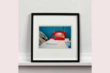 Load image into Gallery viewer, 'Telephone VI, Ballantines Movie Colony' is part of Richard Heeps' 'Dream in Colour' series. This cool Palm Springs interior artwork features a vintage telephone on a nightstand, combining gorgeous colours with a nostalgic mid-century feel.