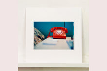 Load image into Gallery viewer, 'Telephone VI, Ballantines Movie Colony' is part of Richard Heeps' 'Dream in Colour' series. This cool Palm Springs interior artwork features a vintage telephone on a nightstand, combining gorgeous colours with a nostalgic mid-century feel.
