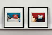 Load image into Gallery viewer, 'Telephone VI, Ballantines Movie Colony' is part of Richard Heeps' 'Dream in Colour' series. This cool Palm Springs interior artwork features a vintage telephone on a nightstand, combining gorgeous colours with a nostalgic mid-century feel.