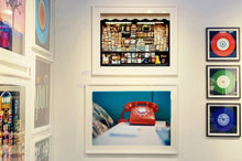 Load image into Gallery viewer, 'Telephone VI, Ballantines Movie Colony' is part of Richard Heeps' 'Dream in Colour' series. This cool Palm Springs interior artwork features a vintage telephone on a nightstand, combining gorgeous colours with a nostalgic mid-century feel.