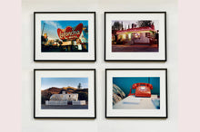 Load image into Gallery viewer, 'Telephone VI, Ballantines Movie Colony' is part of Richard Heeps' 'Dream in Colour' series. This cool Palm Springs interior artwork features a vintage telephone on a nightstand, combining gorgeous colours with a nostalgic mid-century feel.