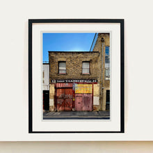 Load image into Gallery viewer, East London brick building architecture street photography by Richard Heeps framed in black.