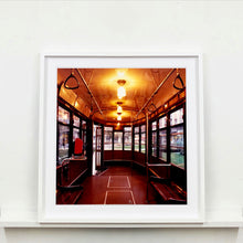 Load image into Gallery viewer, The interior of a vintage Italian tram in Lambrate, Milan. Affordable fine art limited edition photographic prints, handmade in Richard’s Cambridge darkrooms. 